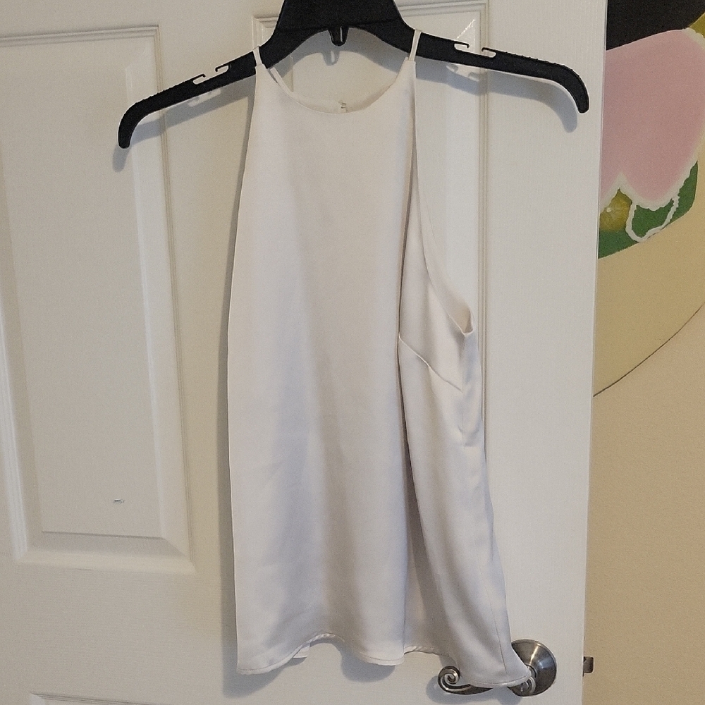 H&M SzSm Elegant White Strappy Halter pleated Sheen Blouse